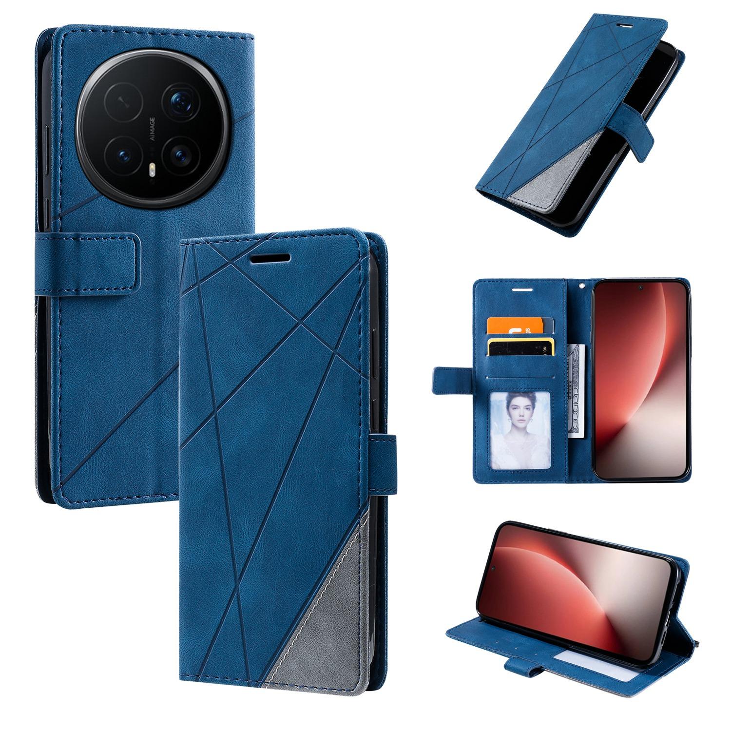 For Honor Magic8 Pro Skin Feel Splicing Leather Phone Case(Blue) - Shopkiz.com