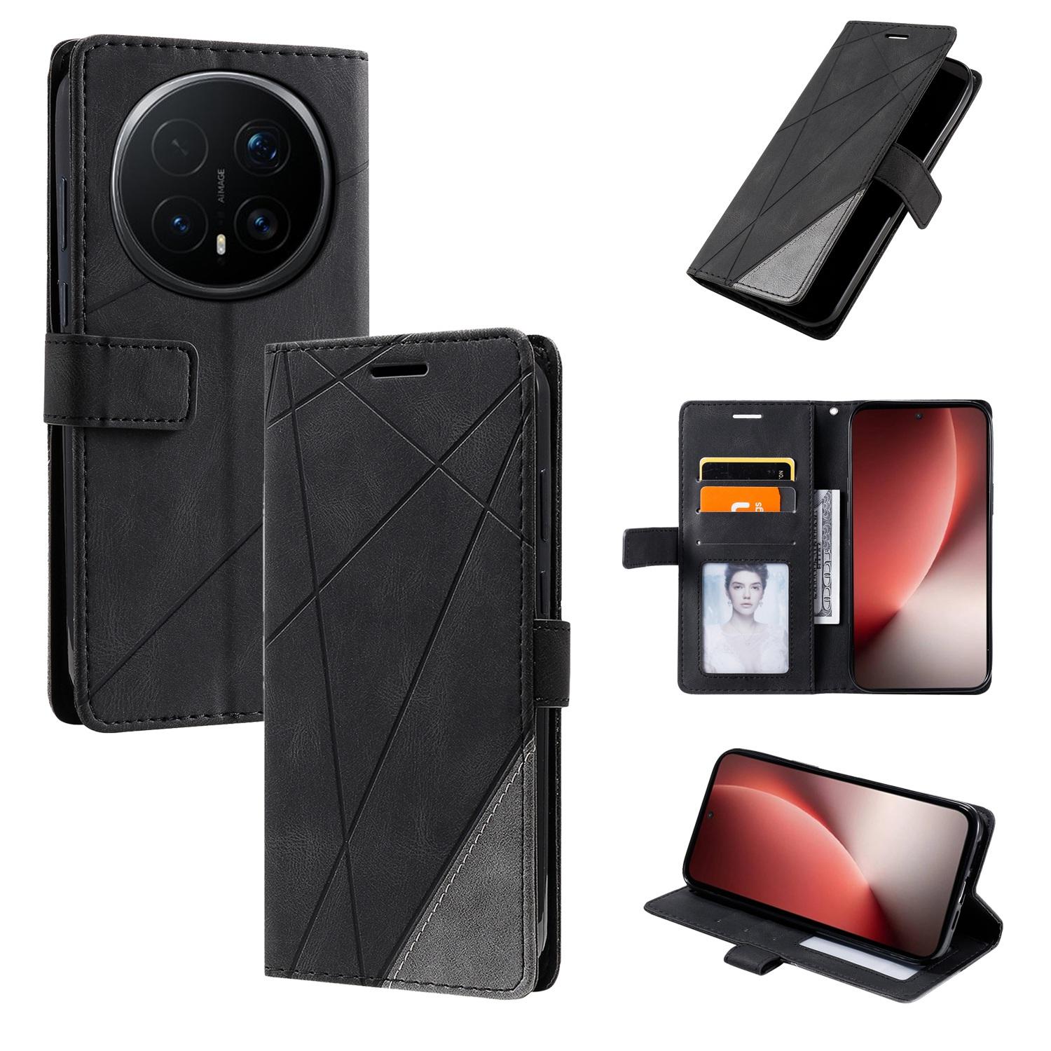 For Honor Magic8 Pro Skin Feel Splicing Leather Phone Case(Black) - Shopkiz.com