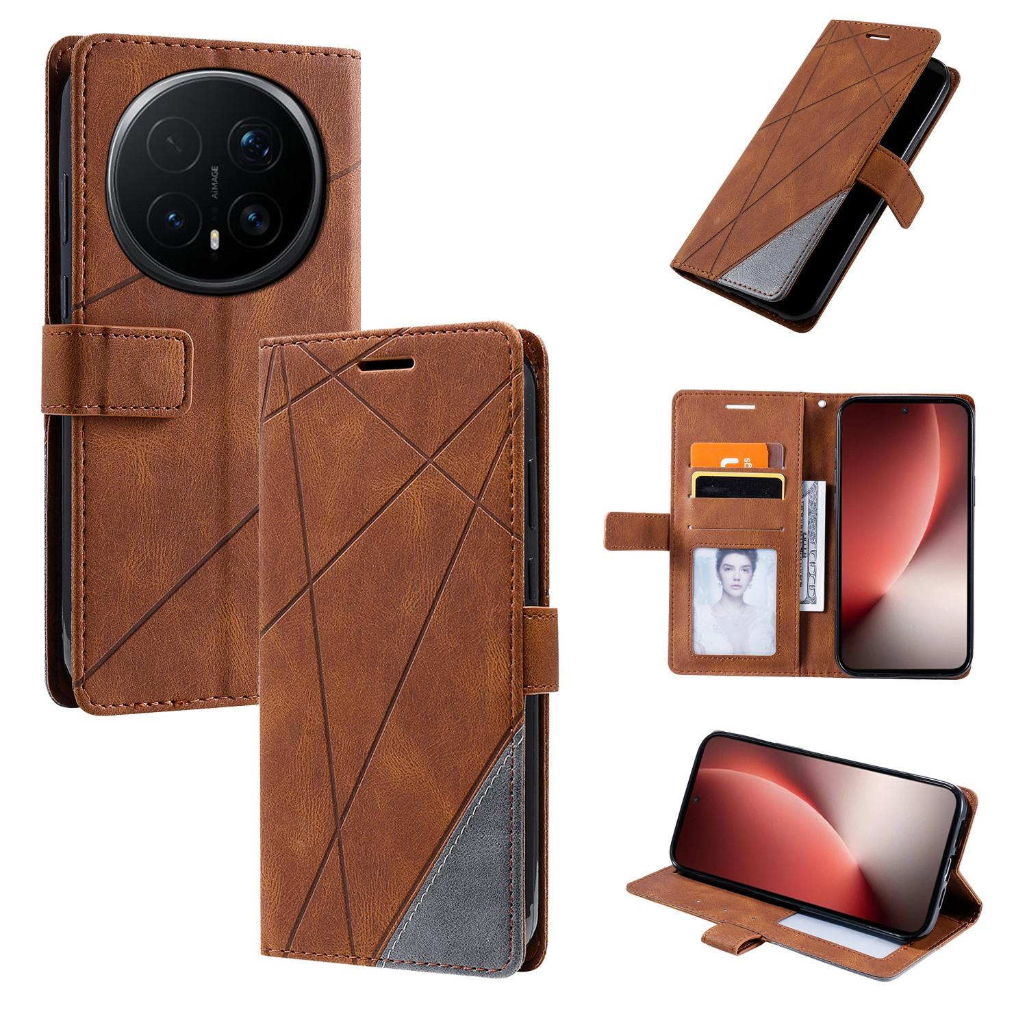 For Honor Magic8 Pro Skin Feel Splicing Leather Phone Case(Brown) - Shopkiz.com