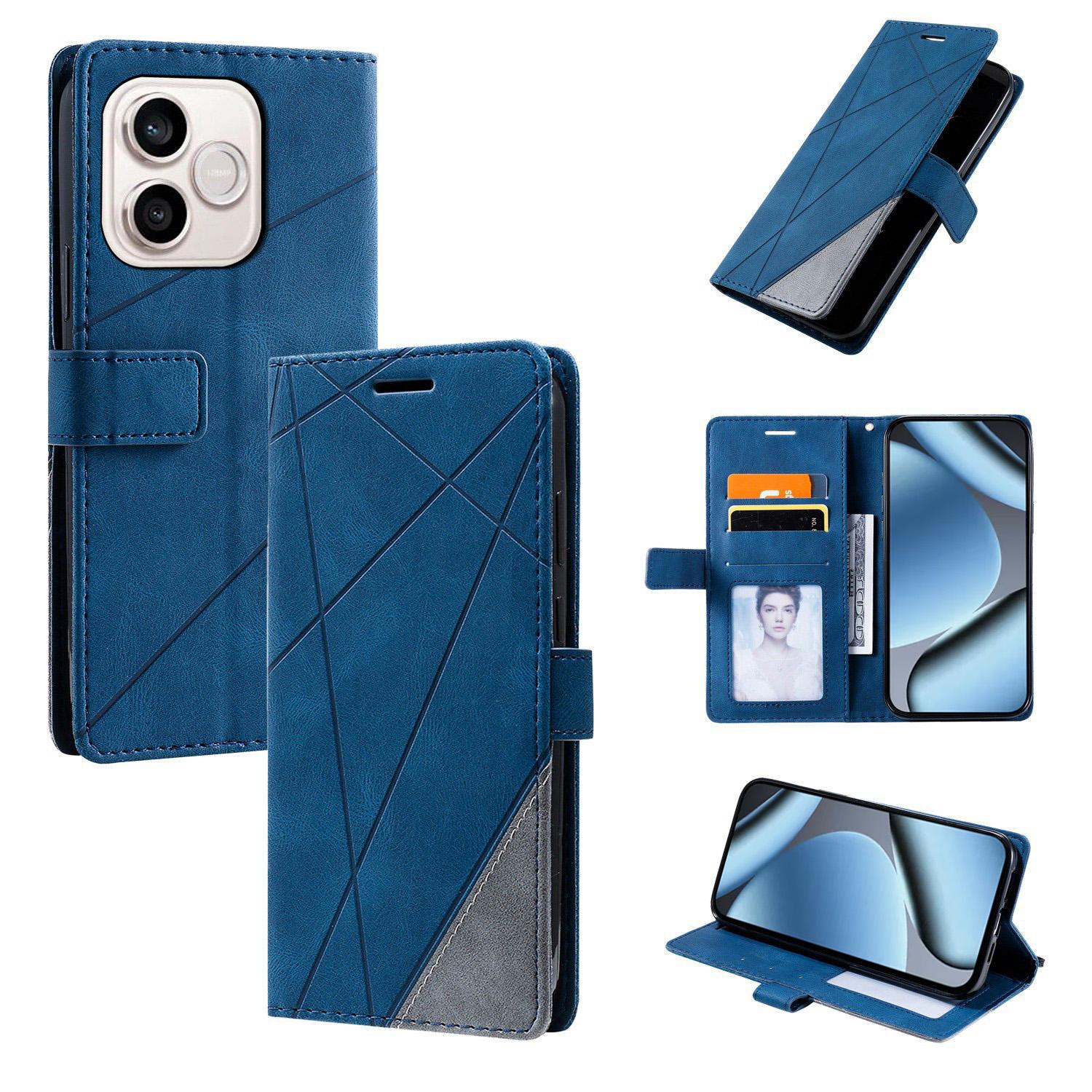 For Honor 600 Lite / 500 Smart Global Skin Feel Splicing Leather Phone Case(Blue) - Shopkiz.com