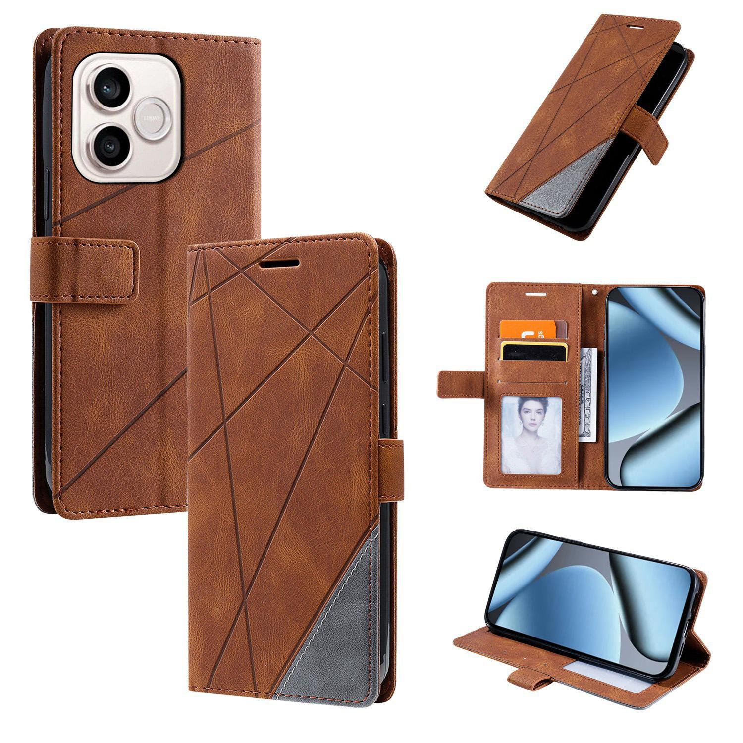For Honor 600 Lite / 500 Smart Global Skin Feel Splicing Leather Phone Case(Brown) - Shopkiz.com