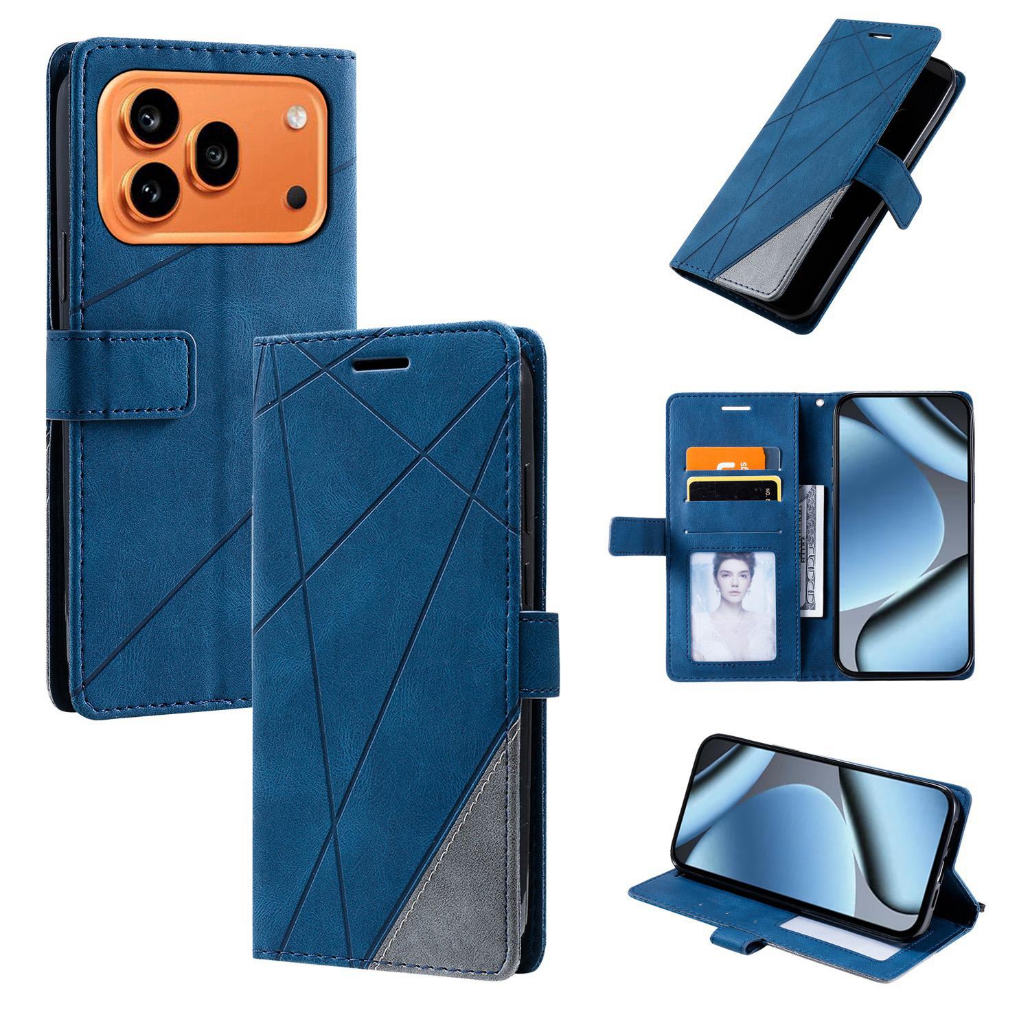 For Honor 600 / 600 Pro Global Skin Feel Splicing Leather Phone Case(Blue) - Shopkiz.com