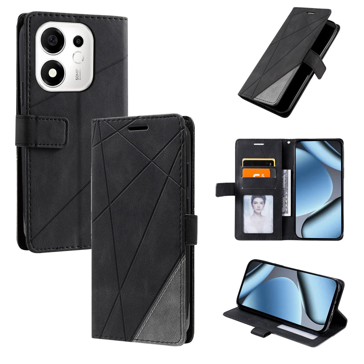 For Honor 600 Smart 5G Skin Feel Splicing Leather Phone Case(Black) - Shopkiz.com
