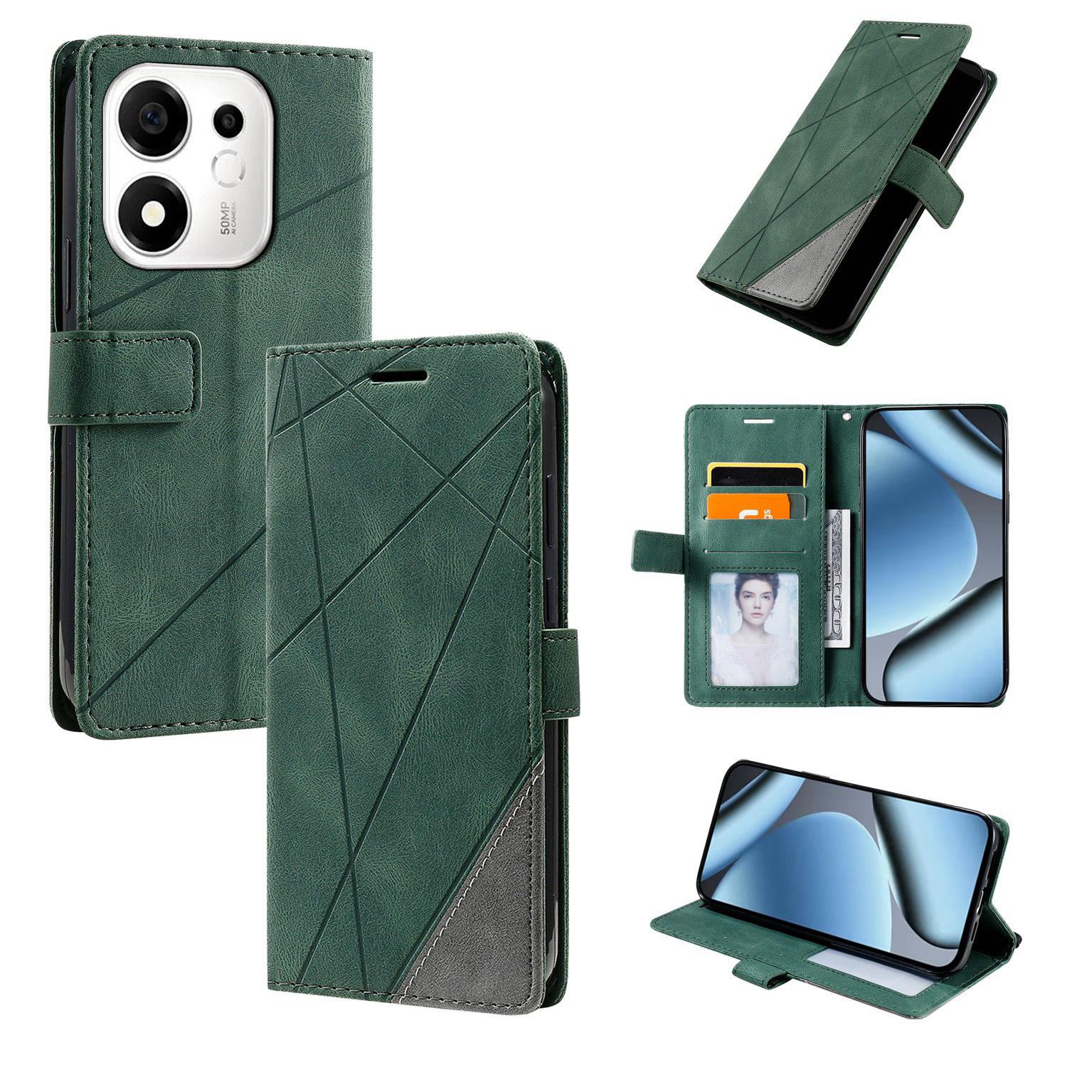 For Honor 600 Smart 5G Skin Feel Splicing Leather Phone Case(Green) - Shopkiz.com