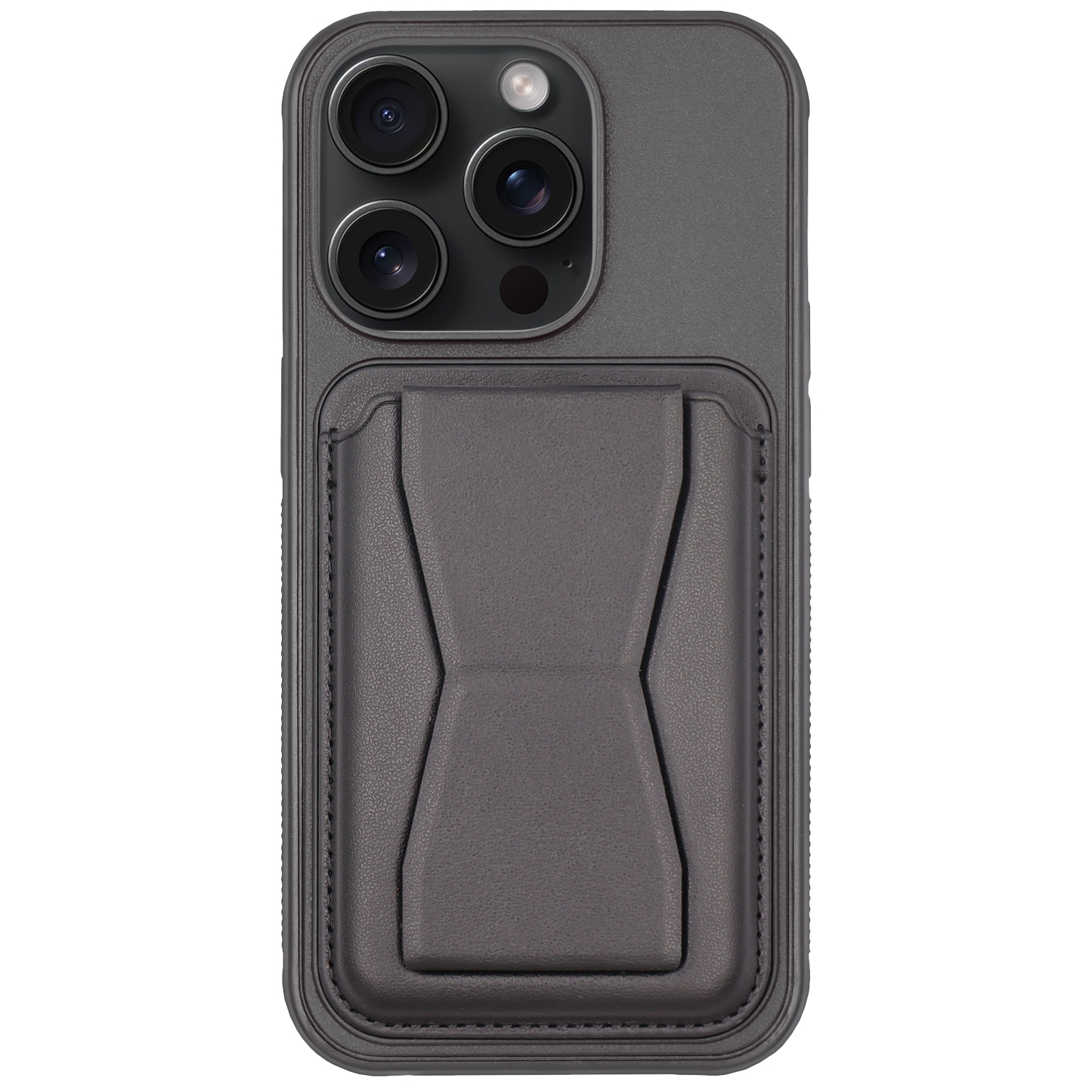 For iPhone 15 Pro Leather Card Holder TPU Phone Case(Black) - Shopkiz.com