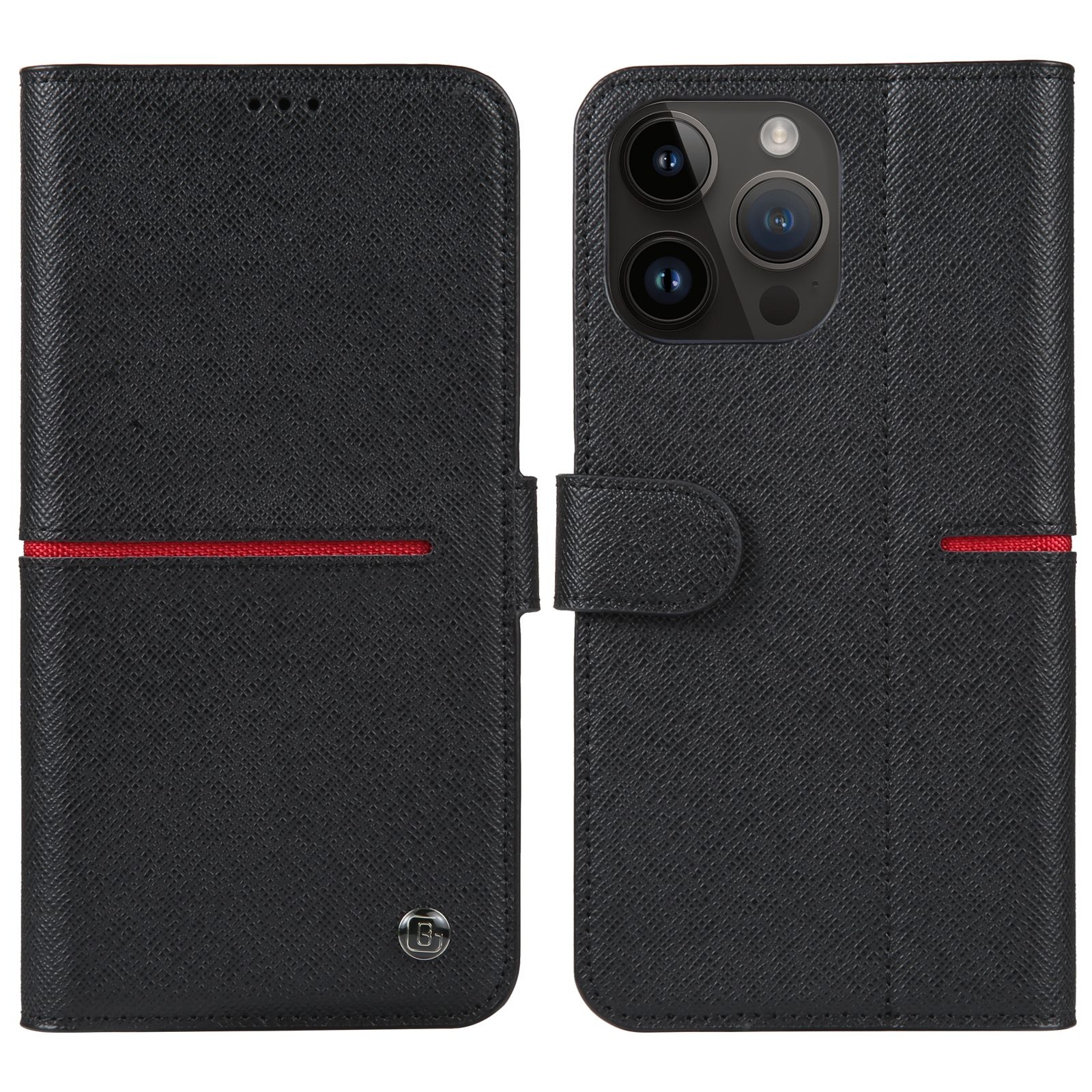 For iPhone 15 Pro Max GEBEI Top-grain Horizontal Flip Leather Phone Case(Black) - Shopkiz.com