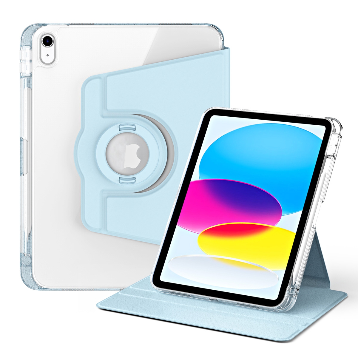For iPad 2025 / 2022 360 Rotation Detachable Clear Acrylic Leather Tablet Case(Ice Blue) - Shopkiz.com