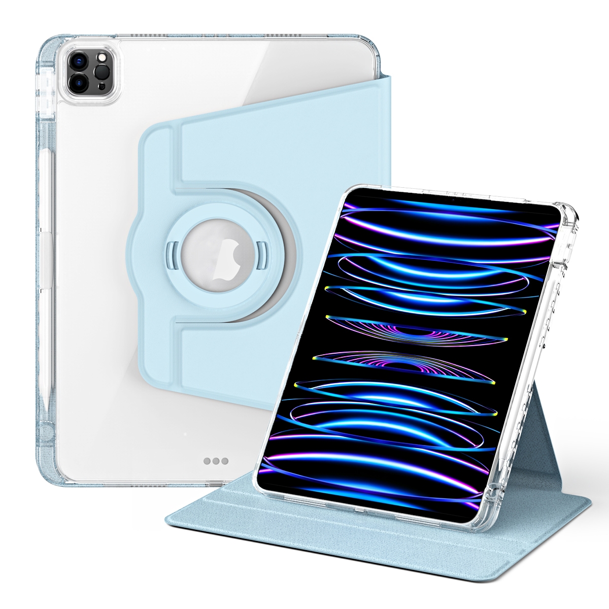 For iPad Pro 11 2022 / Air 10.9 2022 360 Rotation Detachable Clear Acrylic Leather Tablet Case(Ice Blue) - Shopkiz.com