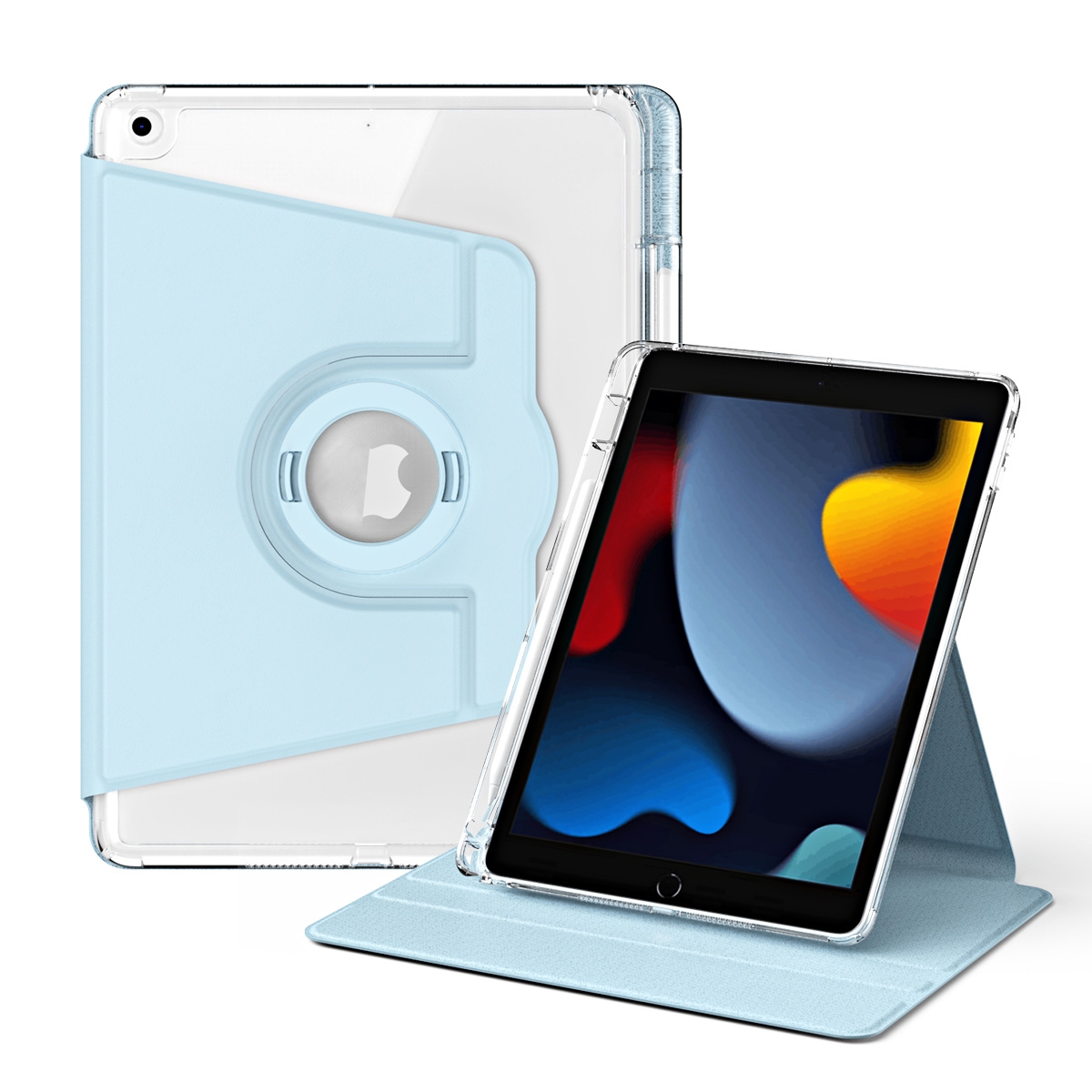 For iPad Pro 9.7 / 9.7 2018 / 2017 360 Rotation Detachable Clear Acrylic Leather Tablet Case(Ice Blue) - Shopkiz.com