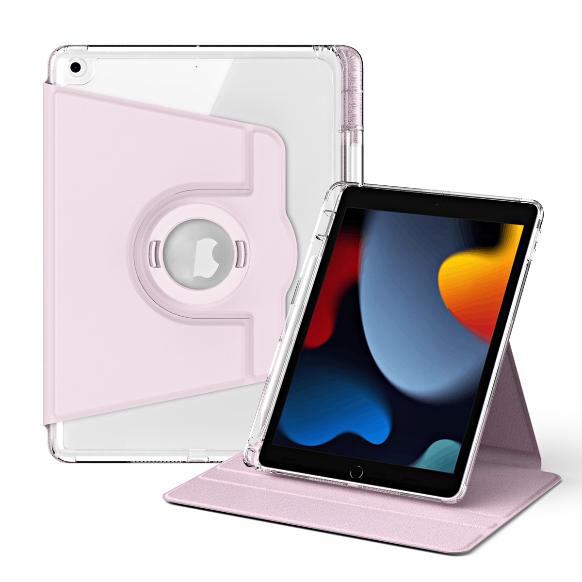 For iPad Pro 9.7 / 9.7 2018 / 2017 360 Rotation Detachable Clear Acrylic Leather Tablet Case(Pink) - Shopkiz.com