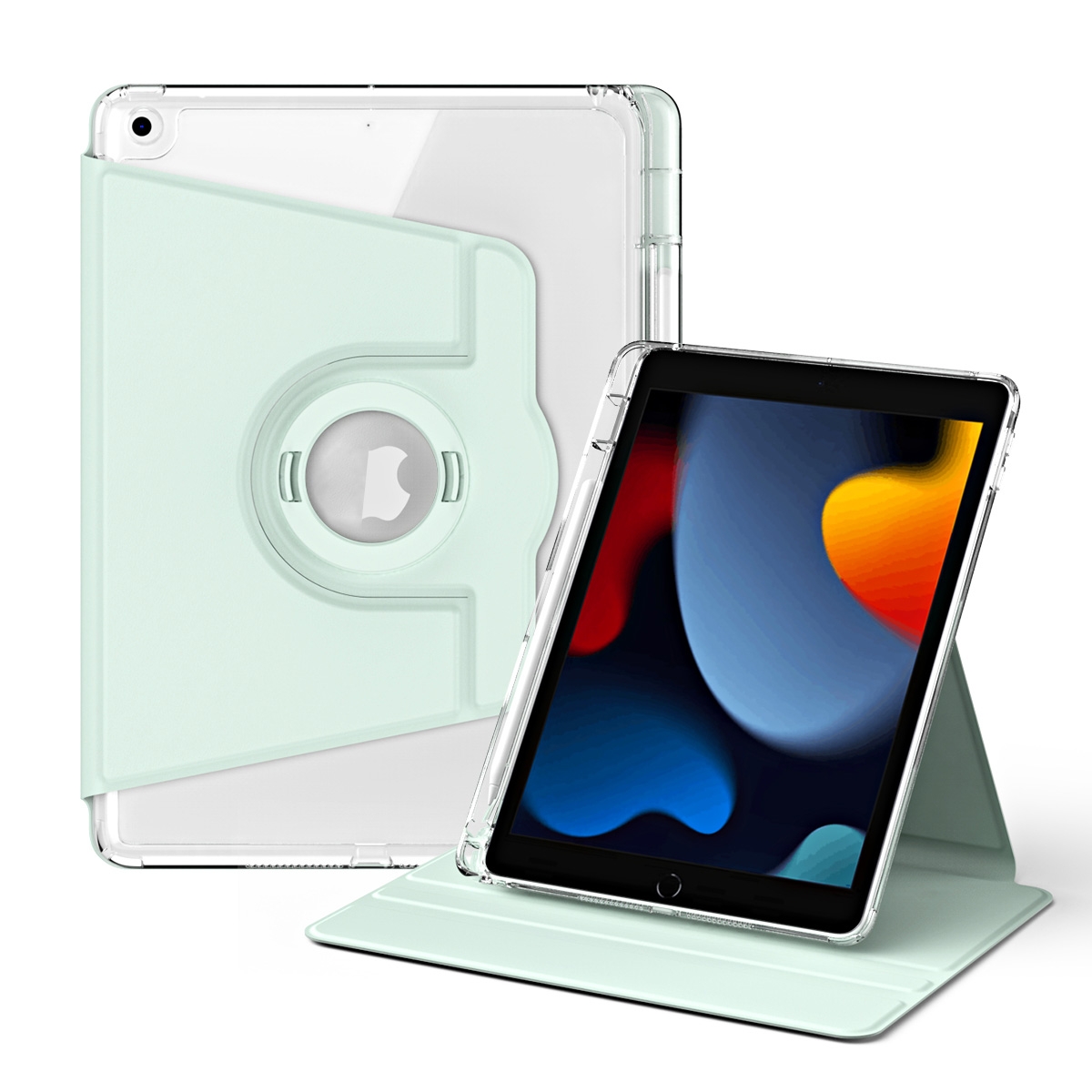 For iPad Pro 9.7 / 9.7 2018 / 2017 360 Rotation Detachable Clear Acrylic Leather Tablet Case(Light Green) - Shopkiz.com
