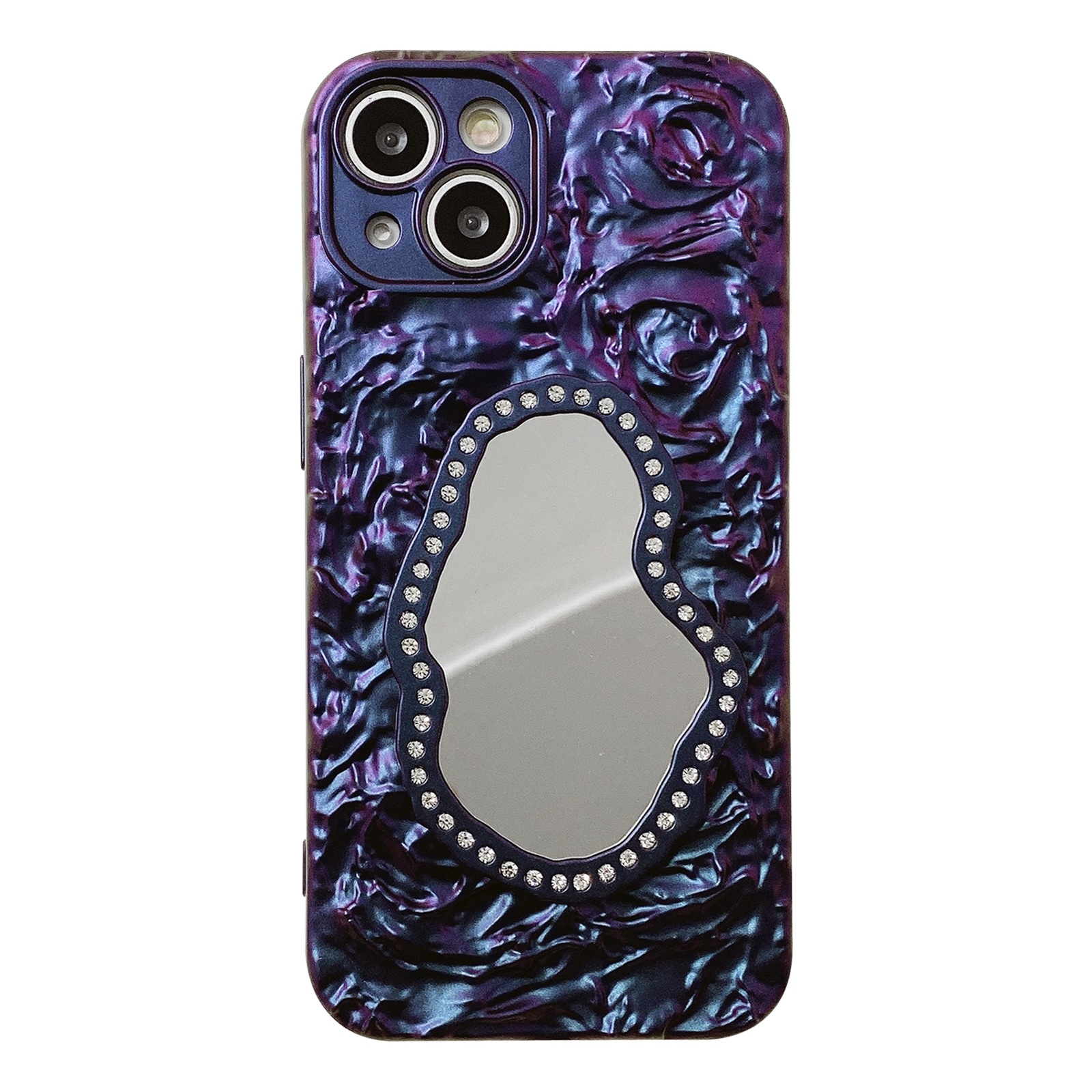 For iPhone 14 Plus Rose Texture Mirror TPU Phone Case(Purple) - Shopkiz.com