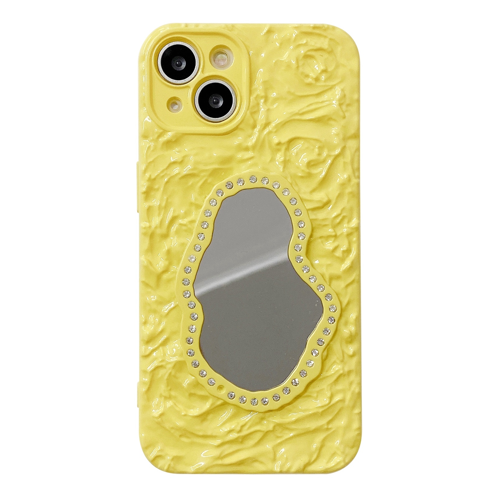 For iPhone 14 Rose Texture Mirror TPU Phone Case(Yellow) - Shopkiz.com