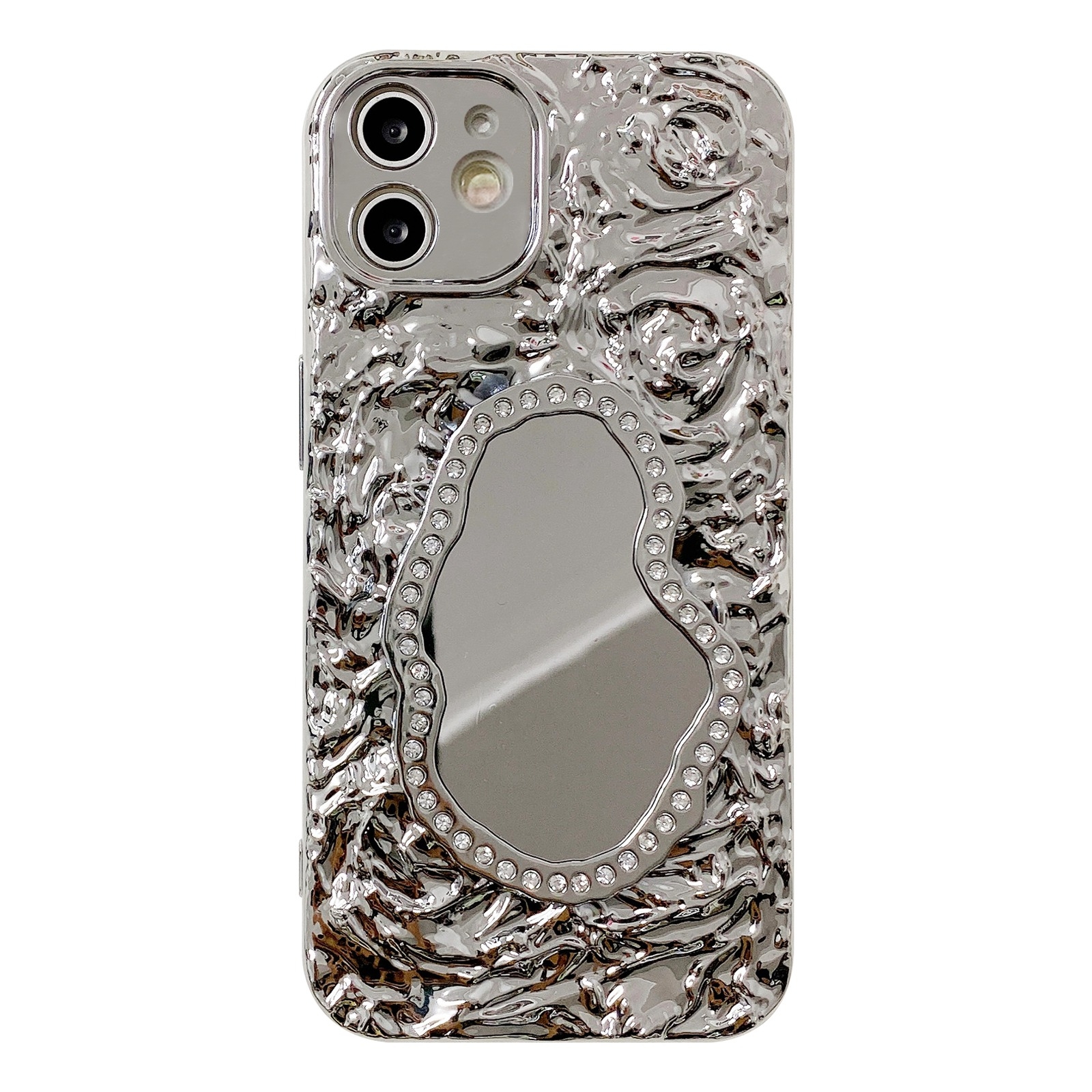 For iPhone 11 Rose Texture Mirror TPU Phone Case(Silver) - Shopkiz.com