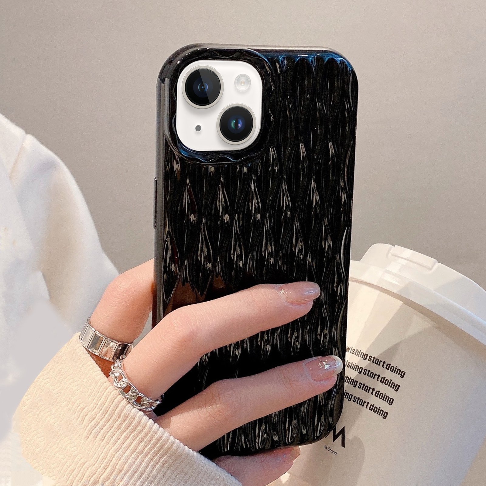 For iPhone 14 Water Ripple Texture TPU Phone Case(Black) - Shopkiz.com