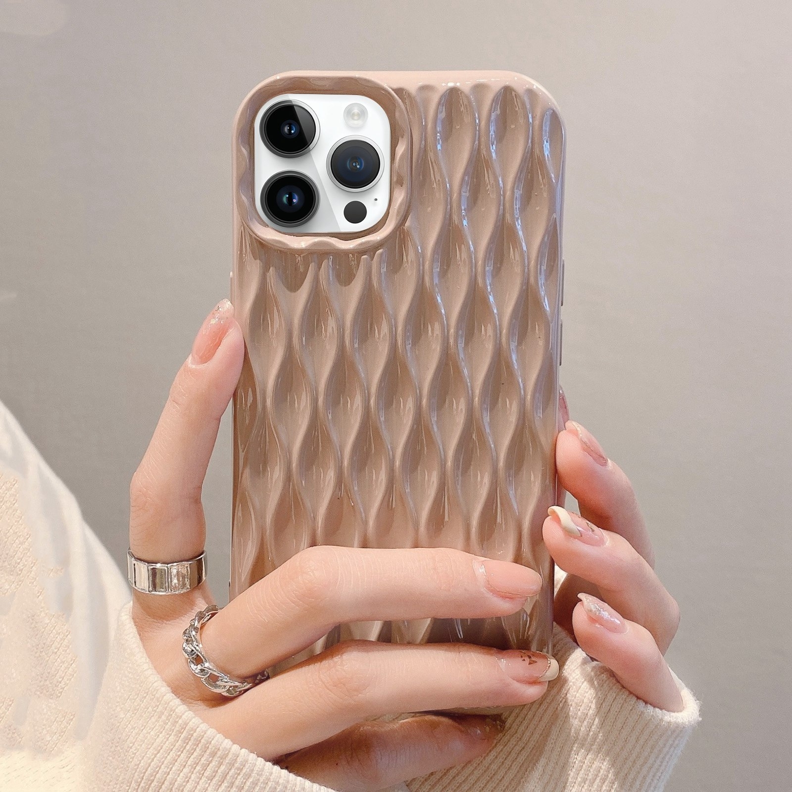 For iPhone 14 Pro Water Ripple Texture TPU Phone Case(Pink) - Shopkiz.com