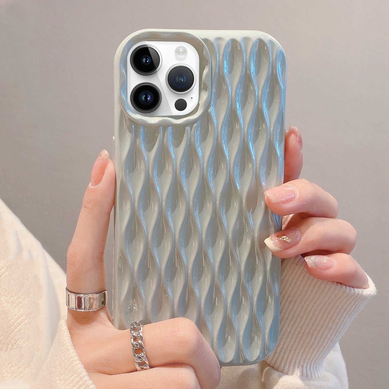 For iPhone 12 Pro Max Water Ripple Texture TPU Phone Case(Grey) - Shopkiz.com