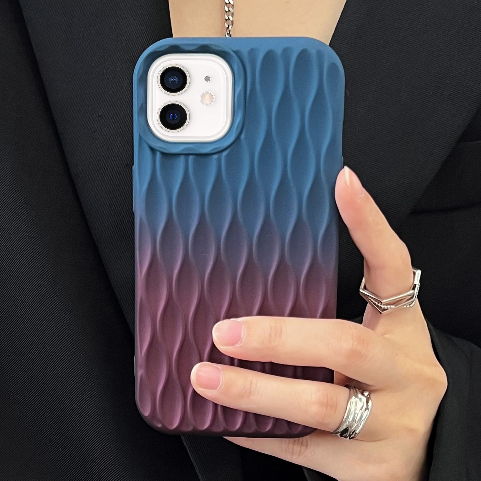 For iPhone 11 Water Ripple Texture Gradient Color TPU Phone Case(Blue-Red) - Shopkiz.com