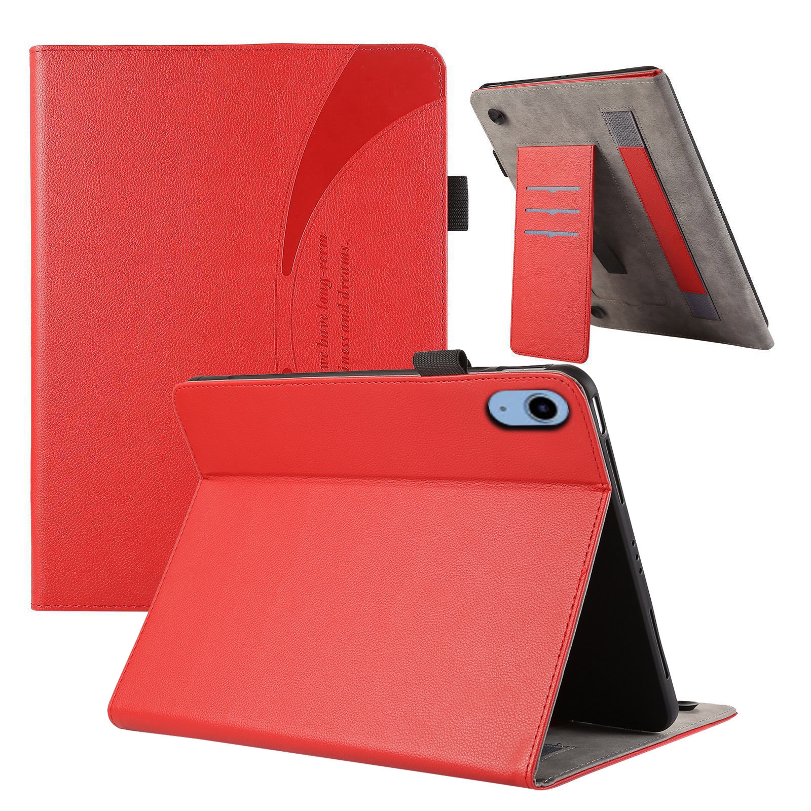 For iPad 10th Gen 10.9 2022 Litchi Texture Leather Sucker Tablet Case(Red) - Shopkiz.com