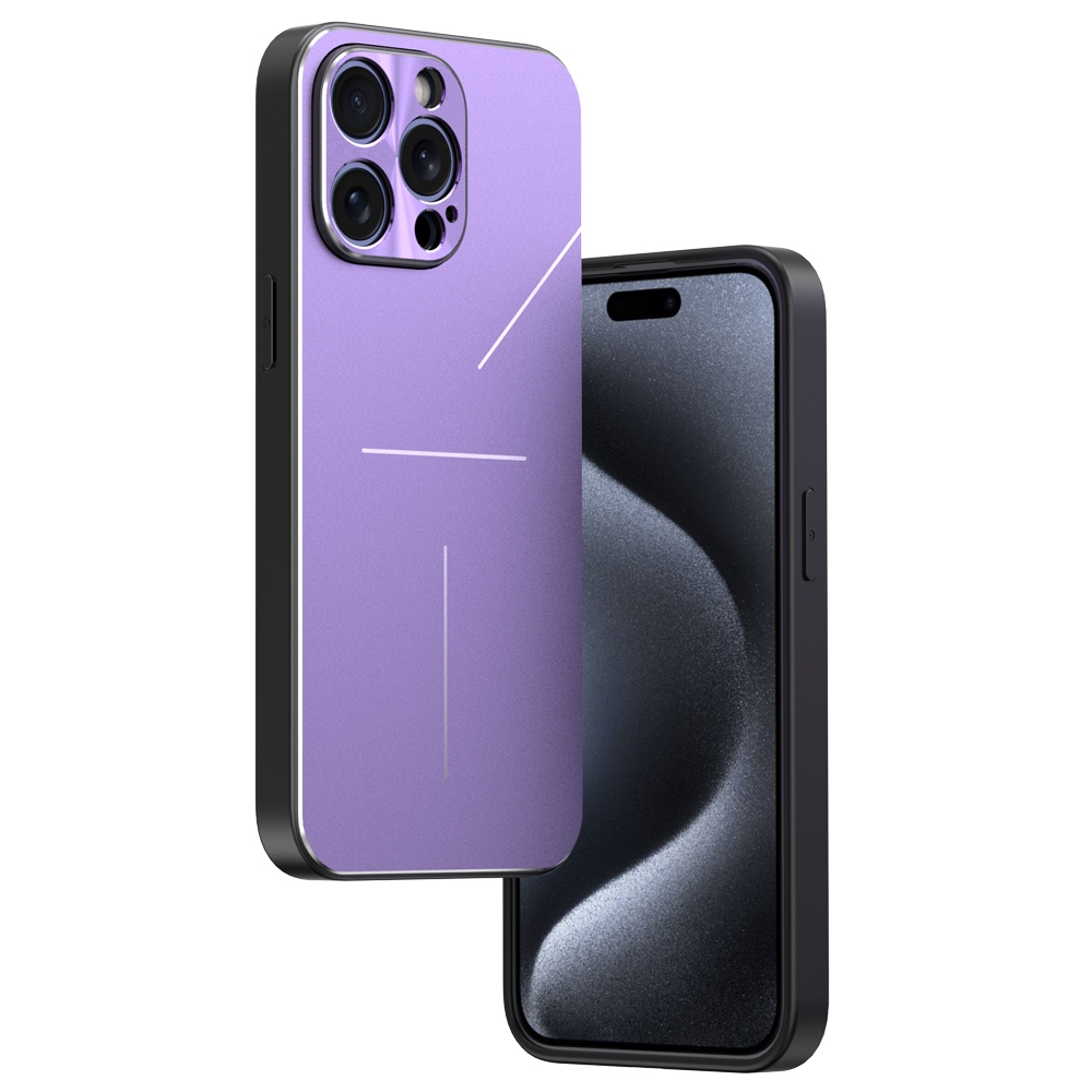 For iPhone 15 Pro R-JUST RJ52 3-Line Style Metal TPU Shockproof Phone Case(Purple) - Shopkiz.com