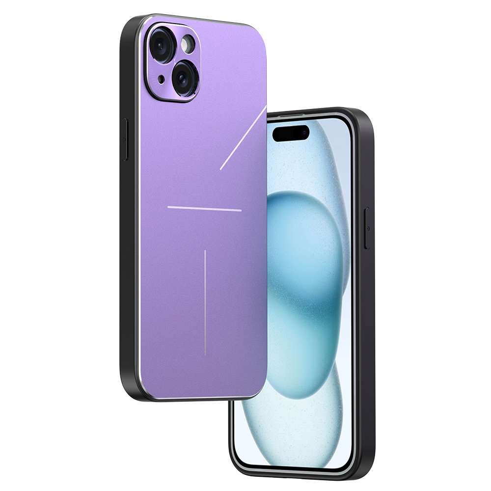 For iPhone 15 R-JUST RJ52 3-Line Style Metal TPU Shockproof Phone Case(Purple) - Shopkiz.com