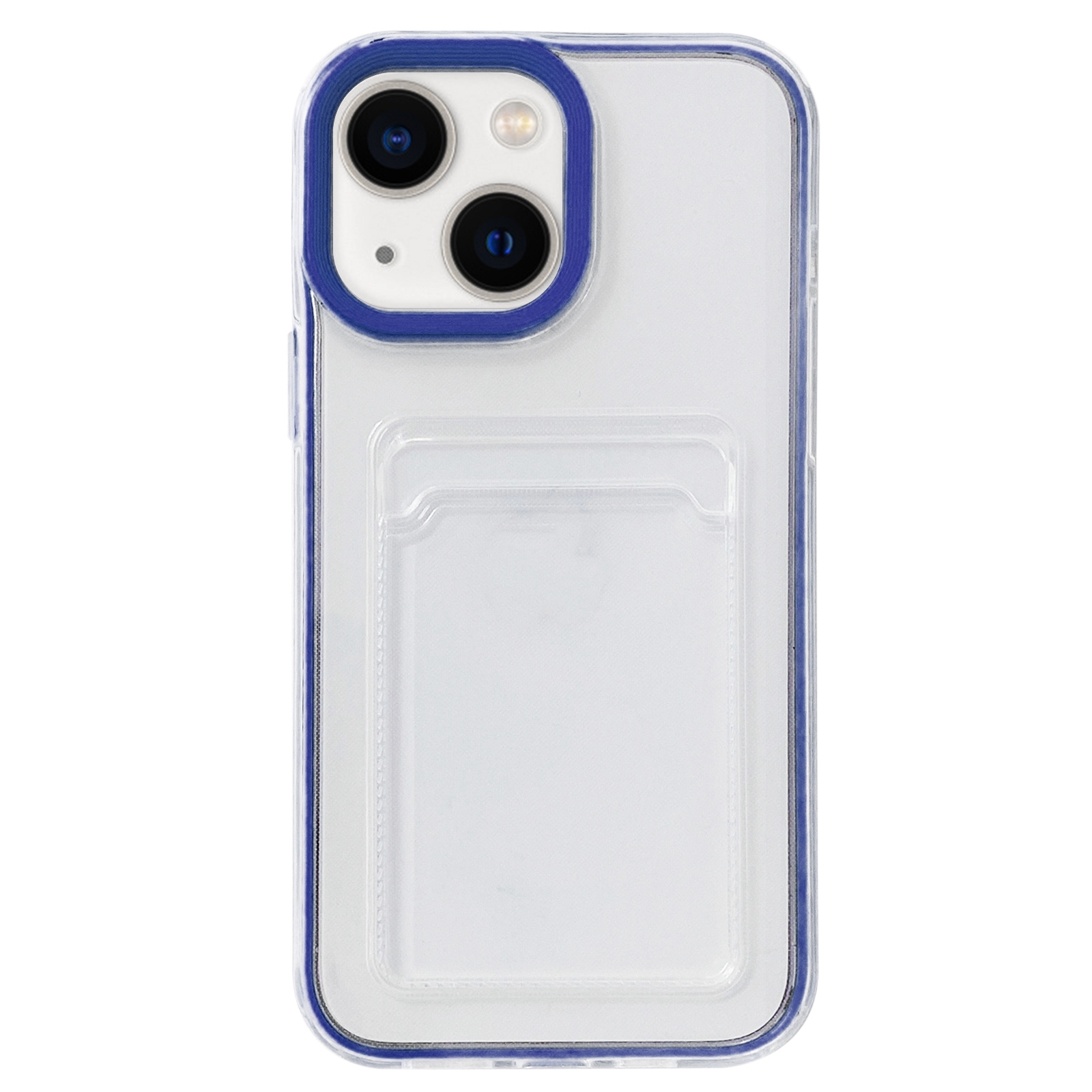 For iPhone 15 360 Clear PC Hybrid TPU Phone Case with Card Slot(Royal Blue) - Shopkiz.com