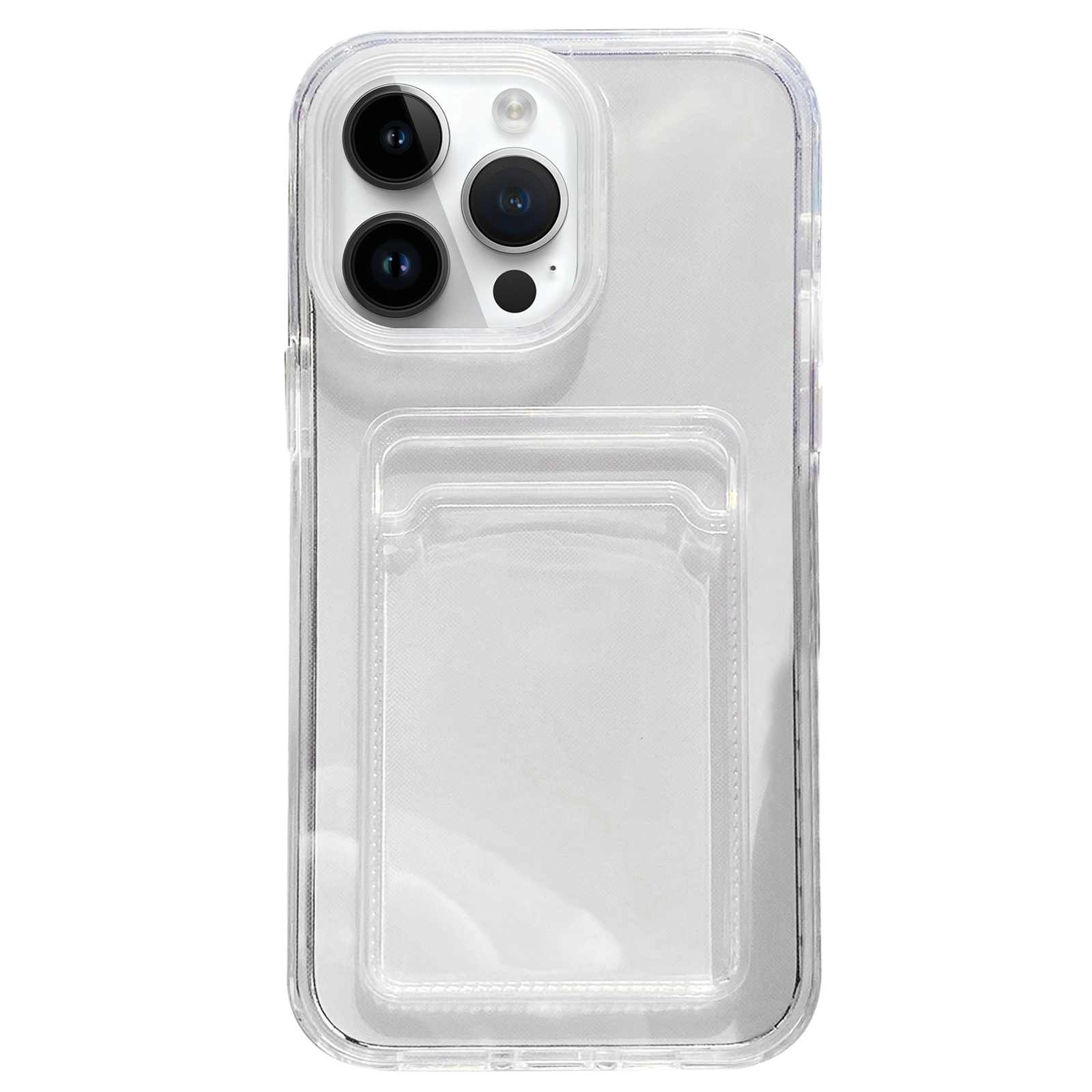 For iPhone 14 Pro Max 360 Clear PC Hybrid TPU Phone Case with Card Slot(Transparent) - Shopkiz.com