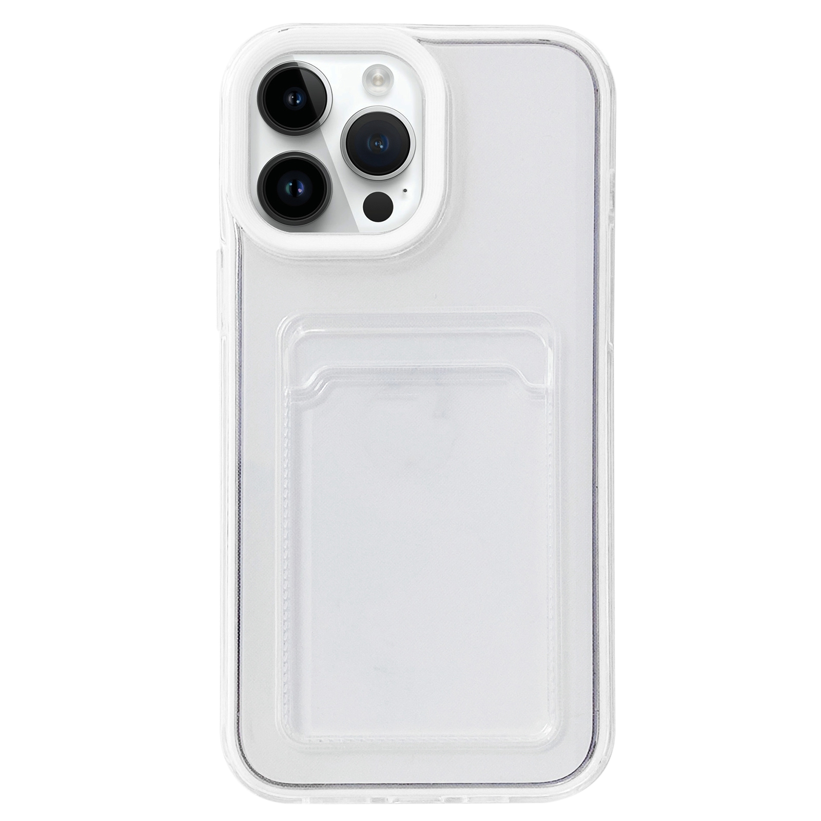 For iPhone 13 Pro 360 Clear PC Hybrid TPU Phone Case with Card Slot(White) - Shopkiz.com