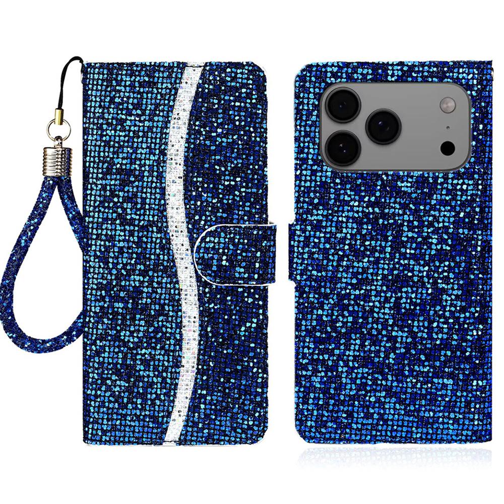 For iPhone 17 Pro Glitter Powder Filp Leather Phone Case(Blue) - Shopkiz.com