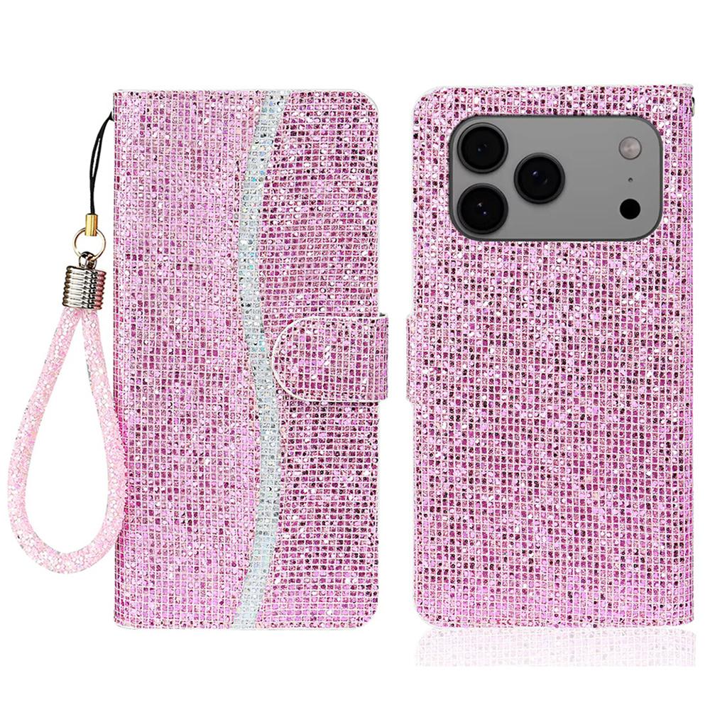 For iPhone 17 Pro Glitter Powder Filp Leather Phone Case(Pink) - Shopkiz.com