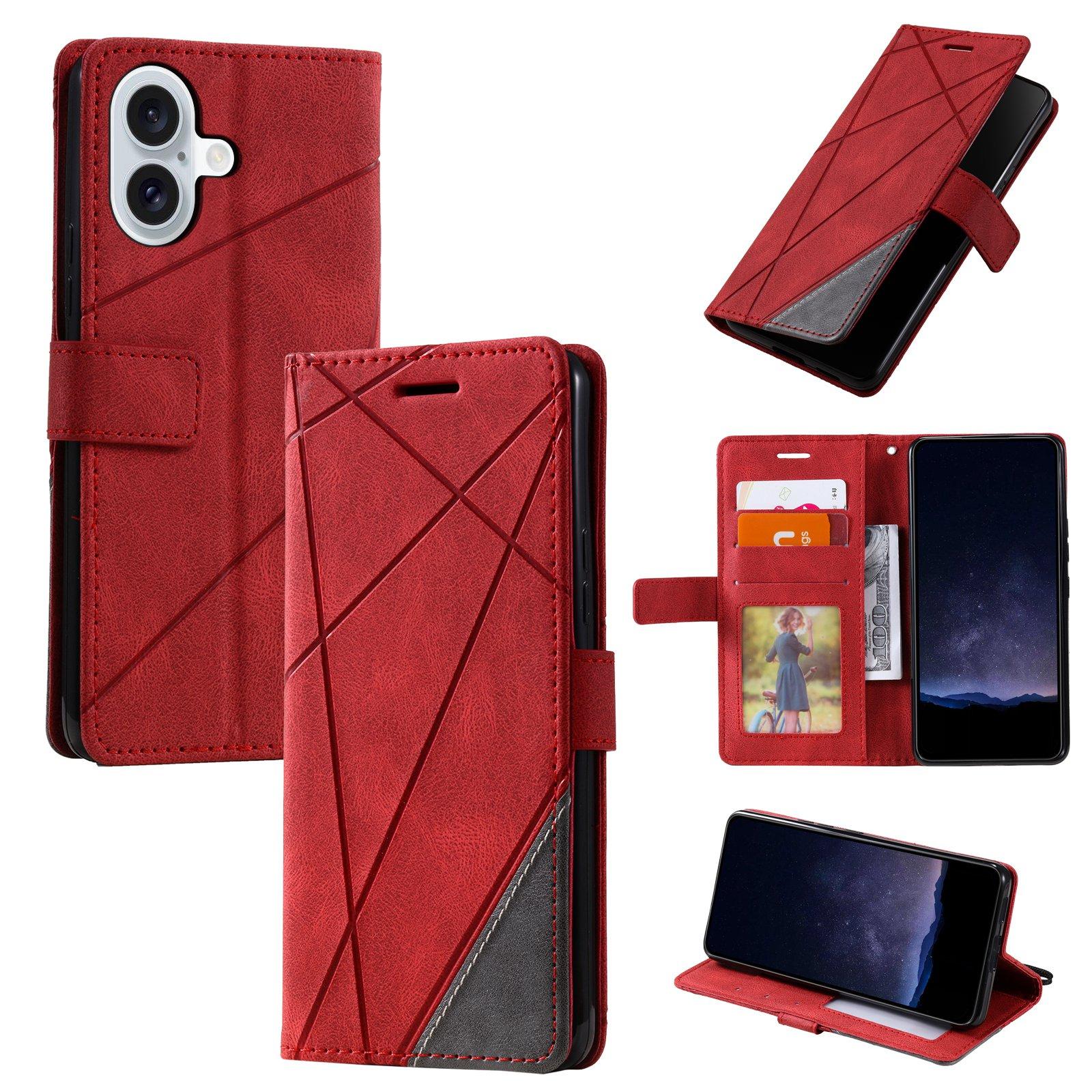 For iPhone 17 Skin Feel Splicing Leather Phone Case(Red) - Shopkiz.com