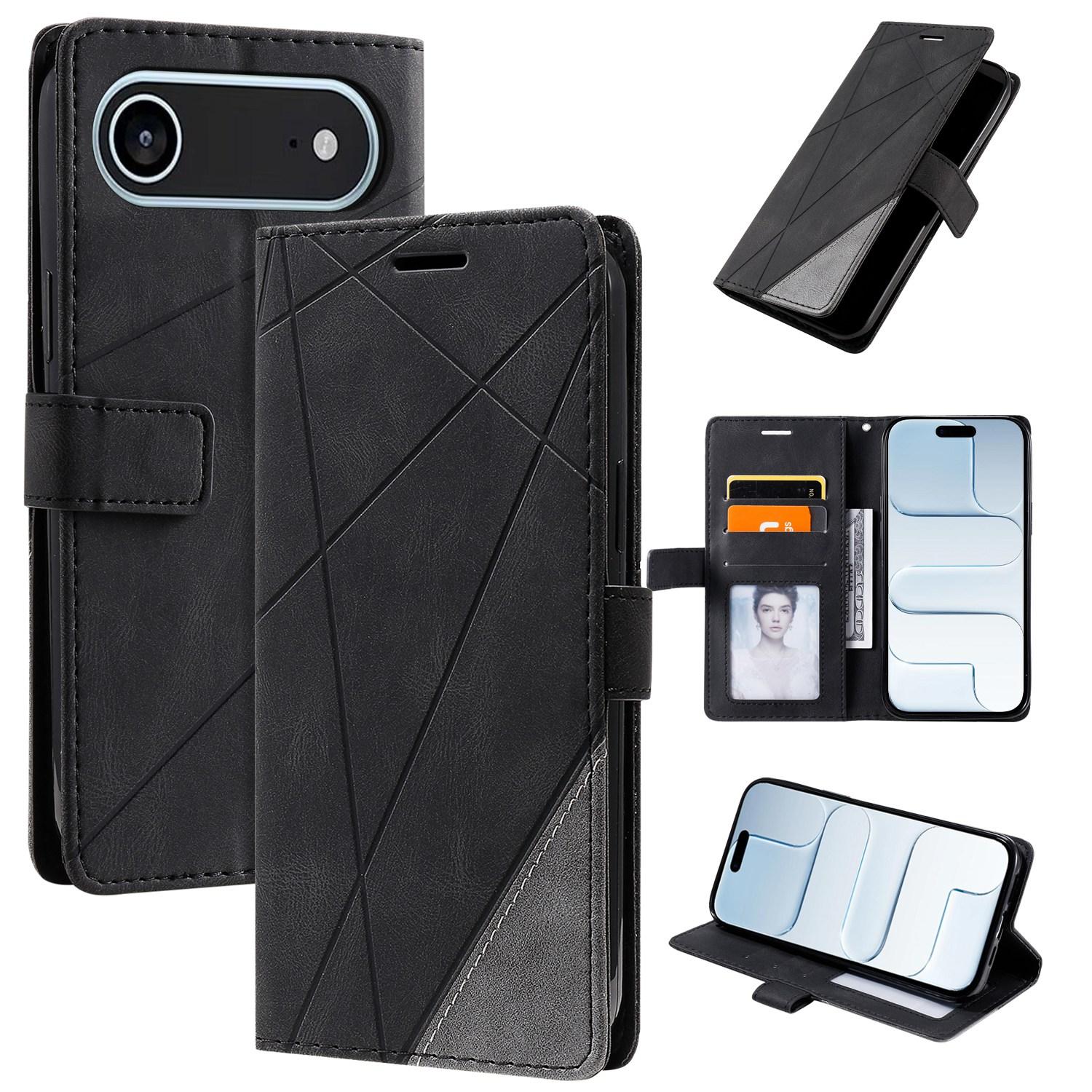 For iPhone Air Skin Feel Splicing Leather Phone Case(Black) - Shopkiz.com