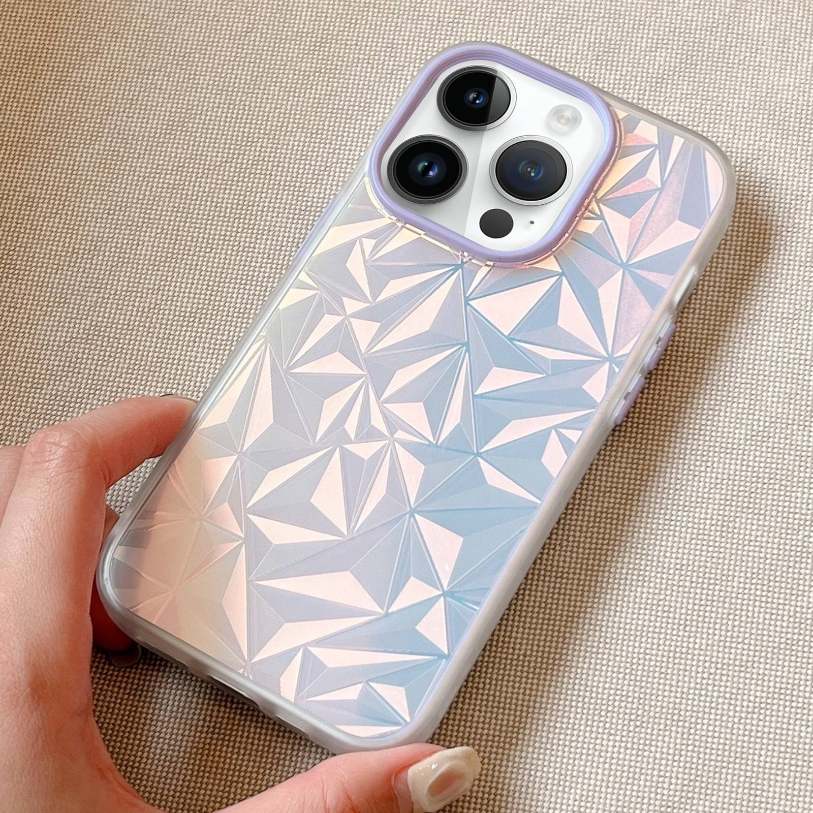 For iPhone 13 Pro Max Laser Diamond Pattern Frosted Phone Case(Purple) - Shopkiz.com