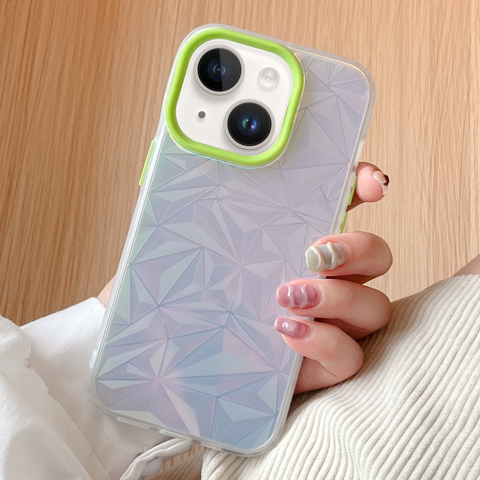 For iPhone 13 Laser Diamond Pattern Frosted Phone Case(Green) - Shopkiz.com