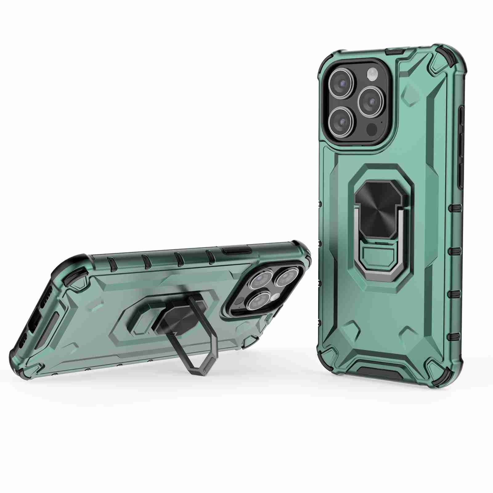For iPhone 14 Pro Ice Armor Series Ring Holder Phone Case(Green) - Shopkiz.com