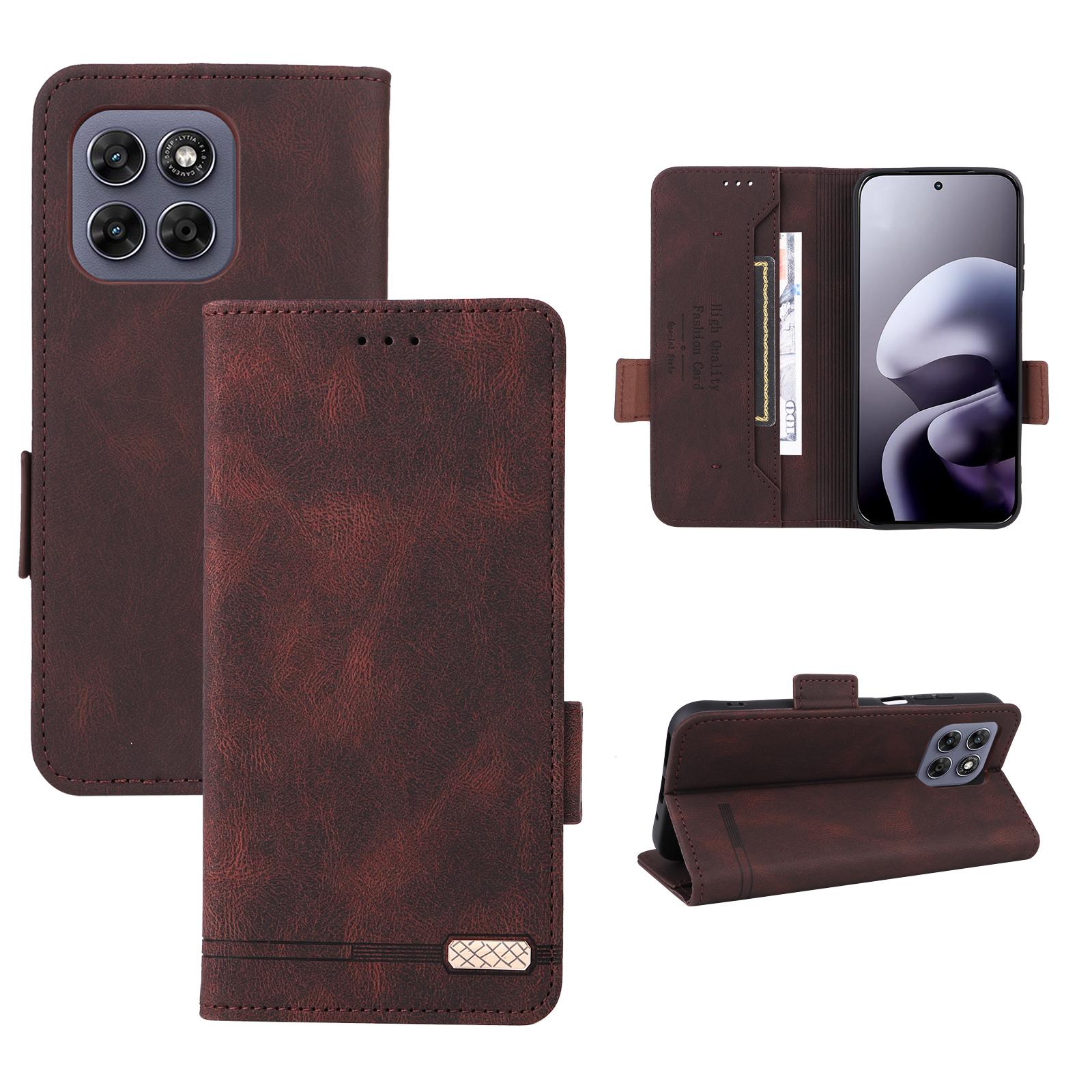For Motorola Moto G37 / G47 / G37 Power Magnetic Clasp Leather Phone Case(Brown) - Shopkiz.com