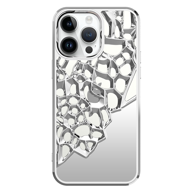 For iPhone 13 Pro Mirror Style Hollow Heat Dissipation Electroplated TPU Phone Case(Silver) - Shopkiz.com