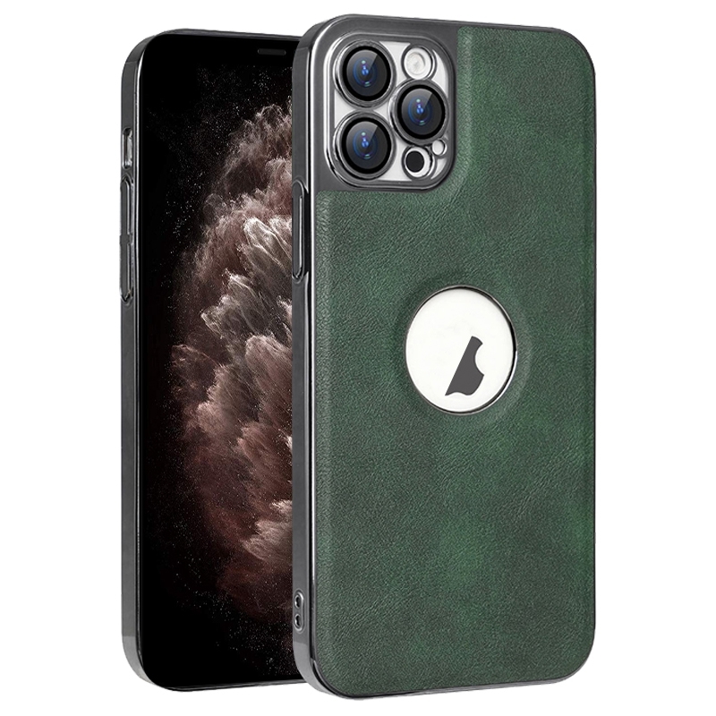 For iPhone 11 Pro Max Electroplated Leather Texture PU + PC Phone Case(Green) - Shopkiz.com