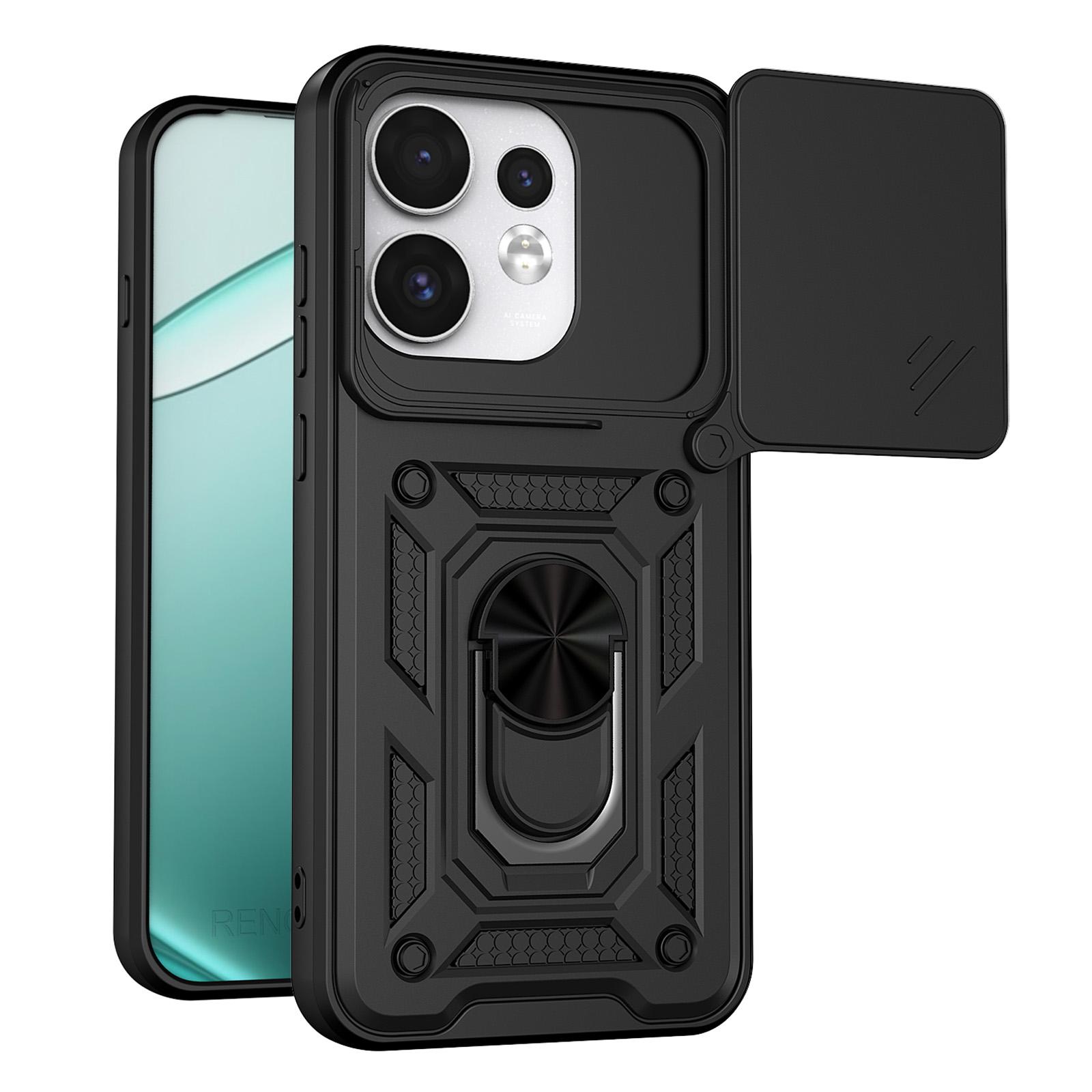 For OPPO Reno16 5G Global Sliding Camera Cover Design TPU+PC Phone Case(Black) - Shopkiz.com