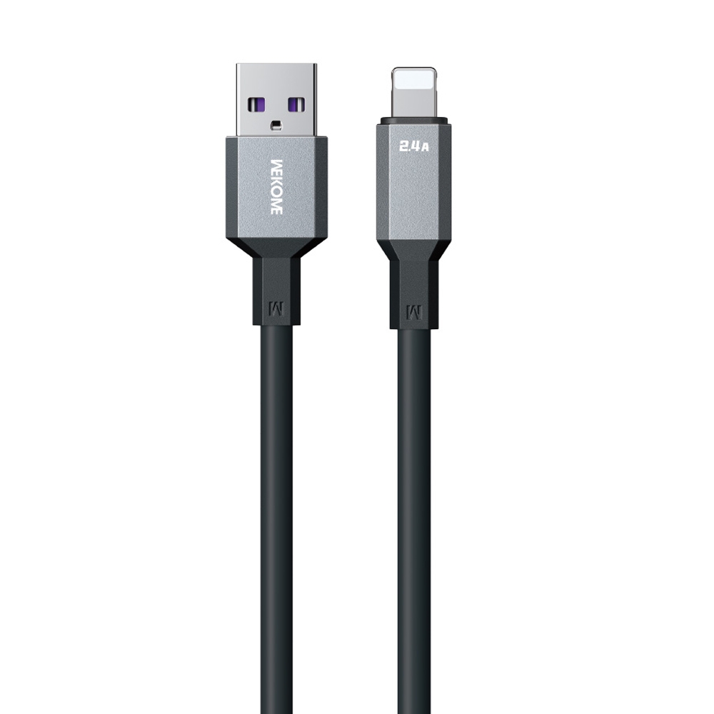 WK WDC-17 2.4A USB to 8 Pin Silicone Data Cable, Length: 1.2m(Black) - Shopkiz.com