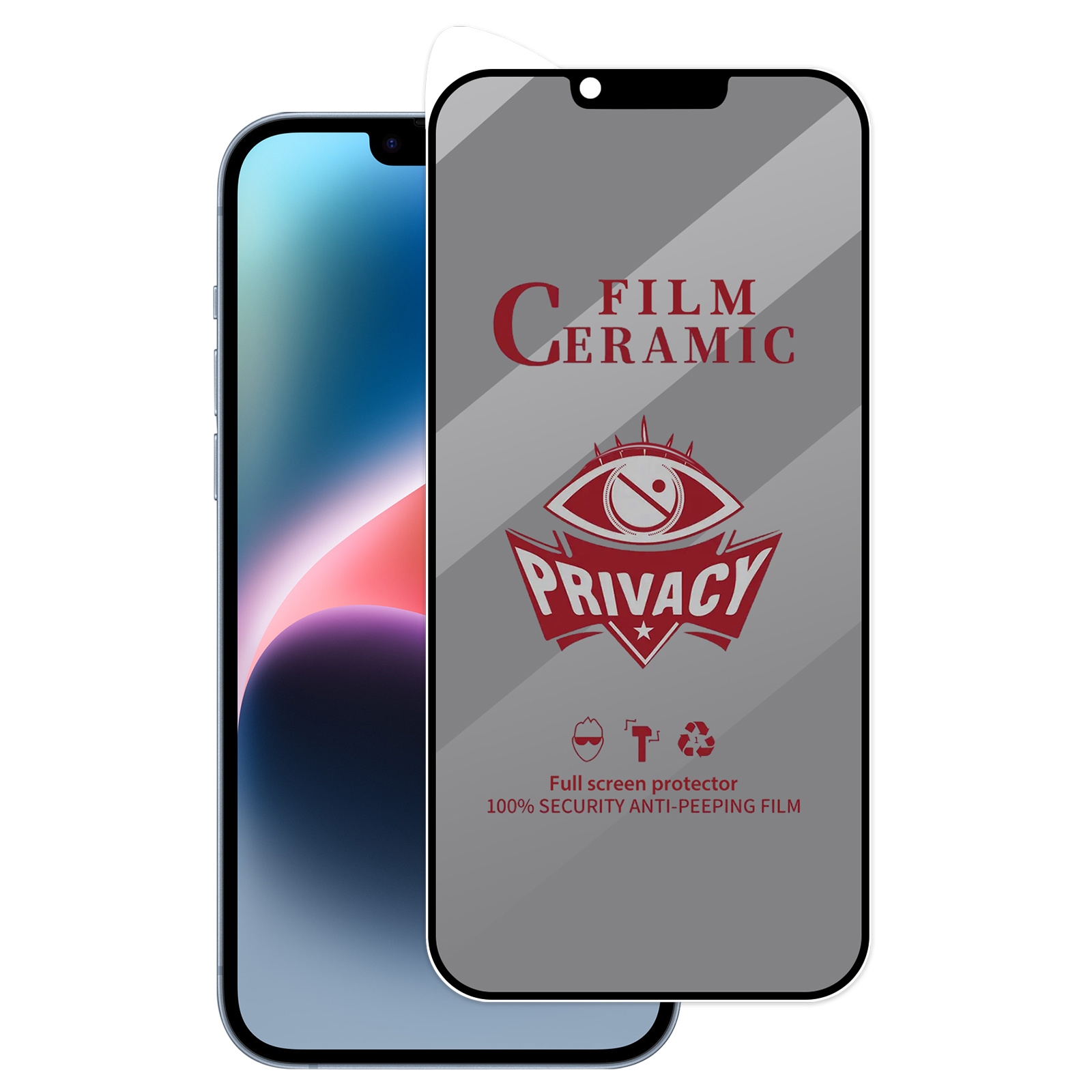 For iPhone 13 Pro Max / 14 Plus Full Coverage HD Privacy Ceramic Film - Shopkiz.com