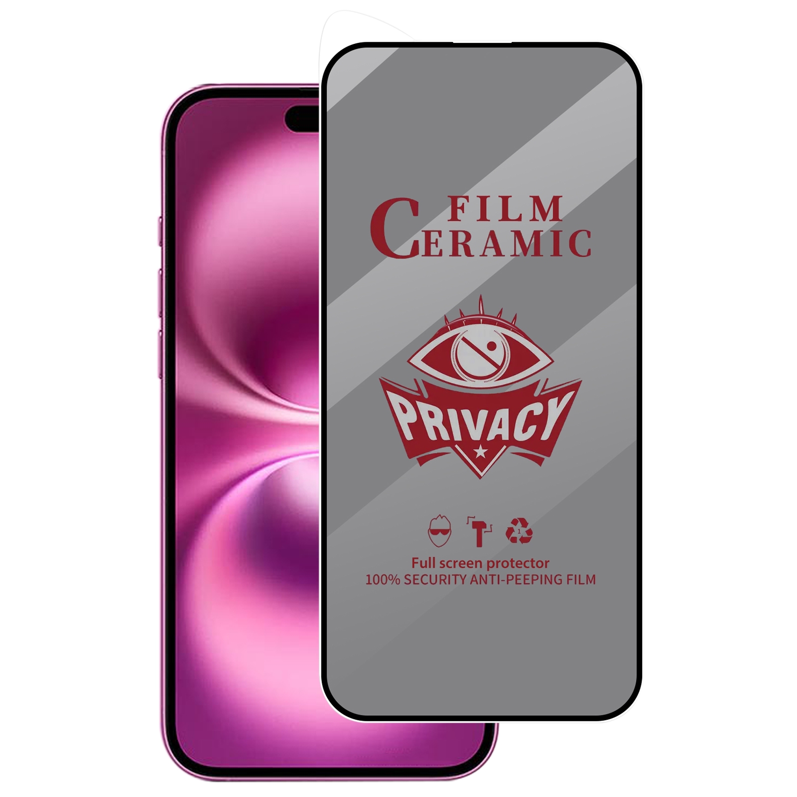 For iPhone 16 Plus Full Coverage HD Privacy Ceramic Film - Shopkiz.com