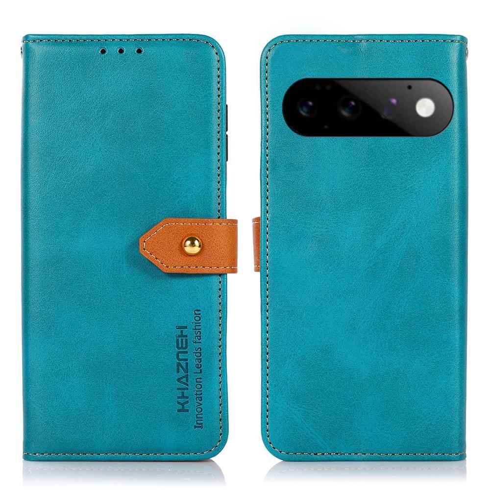 For Google Pixel 11 KHAZNEH Dual-color Cowhide Texture Flip Leather Phone Case(Blue) - Shopkiz.com