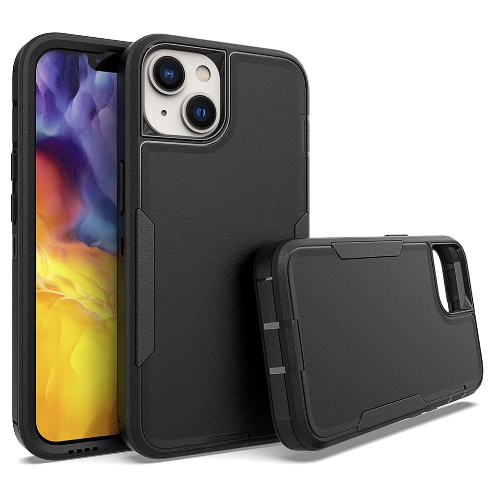 For iPhone 14 2 in 1 PC Hybrid TPU Phone Case(Black) - Shopkiz.com