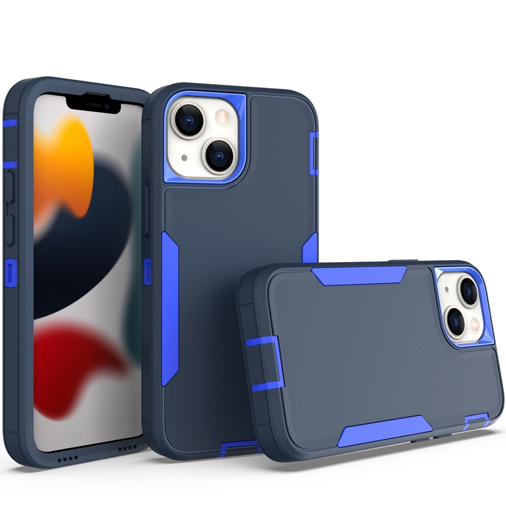 For iPhone 13 mini 2 in 1 PC Hybrid TPU Phone Case(Royal Blue+Dark Blue) - Shopkiz.com