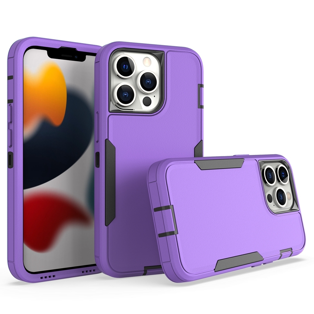 For iPhone 13 Pro 2 in 1 PC Hybrid TPU Phone Case(Purple+Black) - Shopkiz.com