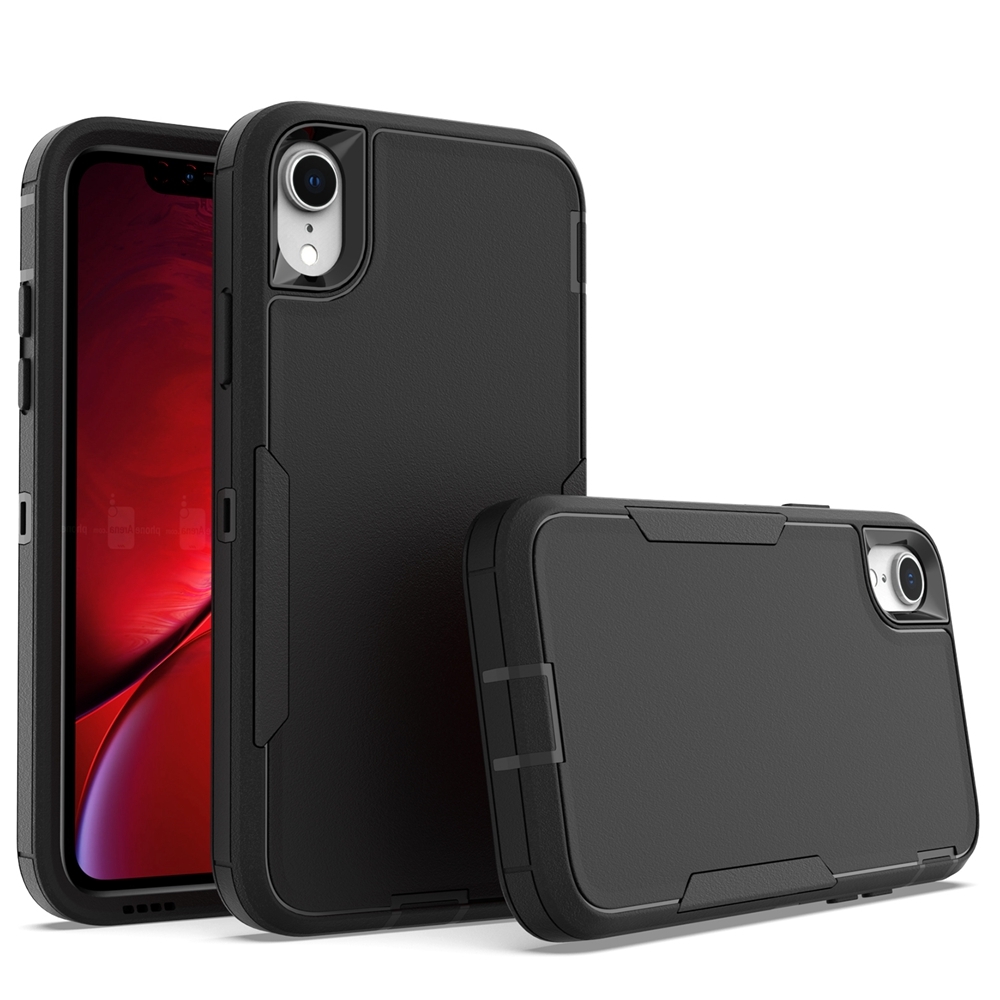 For iPhone XR 2 in 1 PC Hybrid TPU Phone Case(Black) - Shopkiz.com