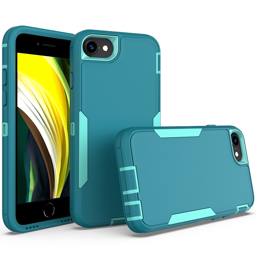 For iPhone 6 / 7 / 8 2 in 1 PC Hybrid TPU Phone Case(Blue+Blue Green) - Shopkiz.com
