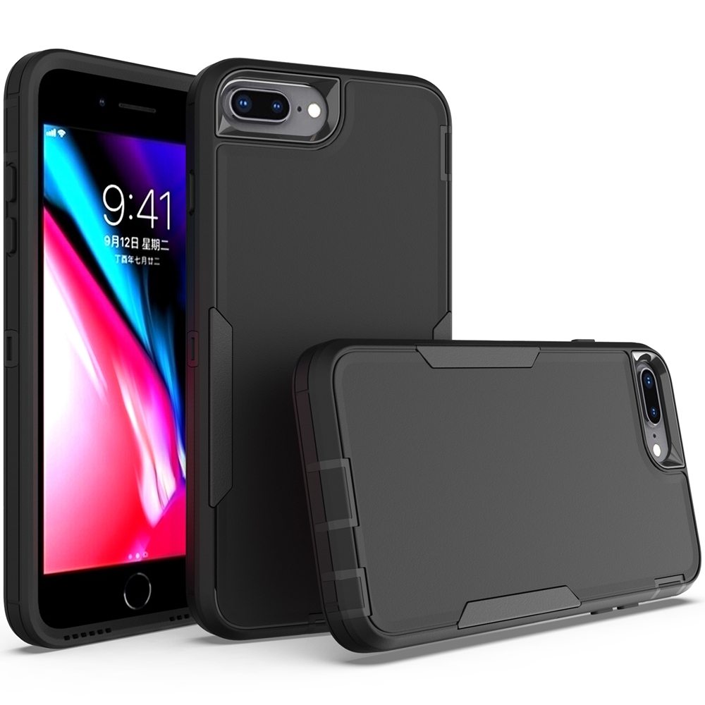 For iPhone 6 Plus / 7 Plus / 8 Plus 2 in 1 PC Hybrid TPU Phone Case(Black) - Shopkiz.com