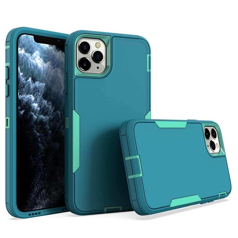 For iPhone 12 Pro 2 in 1 PC Hybrid TPU Phone Case(Blue+Blue Green) - Shopkiz.com